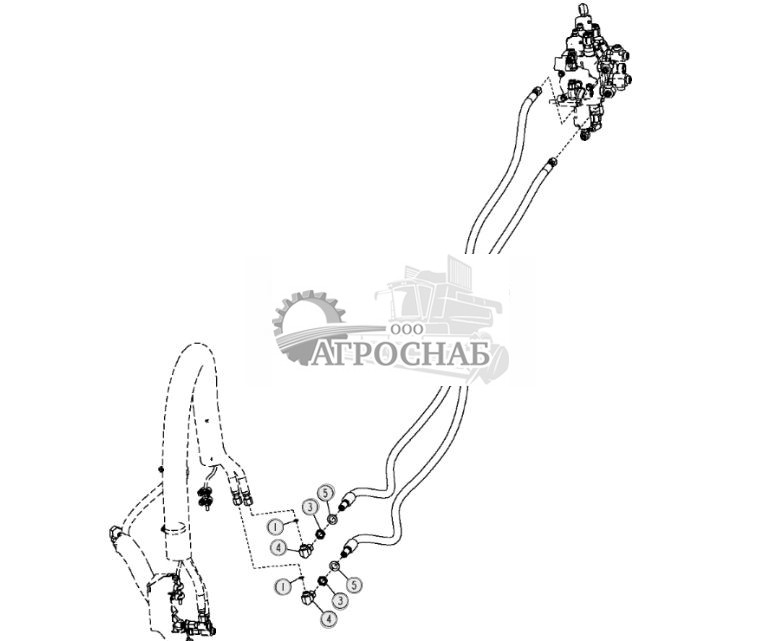 Гидравлические шланги цилиндра наклона отвала (механизм наклона под углом) ( - 172821) - ST10757 503.jpg